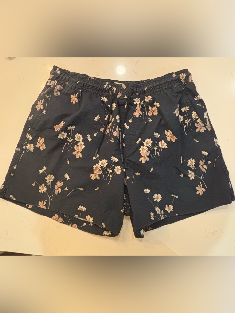 American Eagle Outfitters Navy Floral Drawstring Shorts